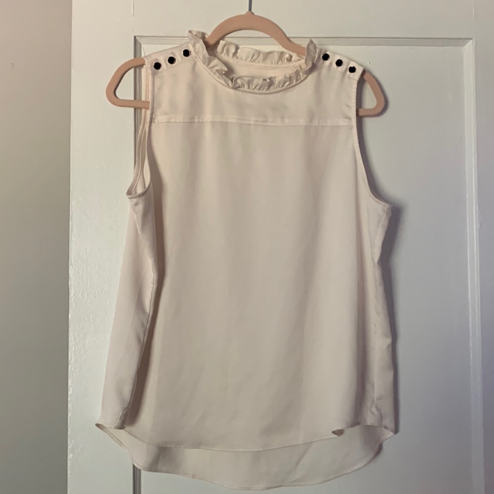 LOFT Off-white Sleeveless Blouse // Size Petite Large